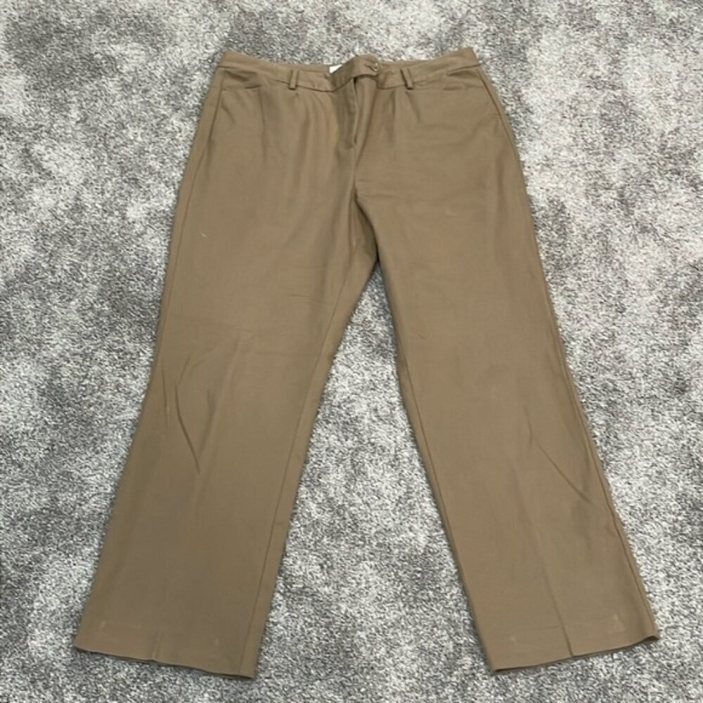 EC Talbot Petite Khaki Pants with Stretch - Straight Leg - Size 14